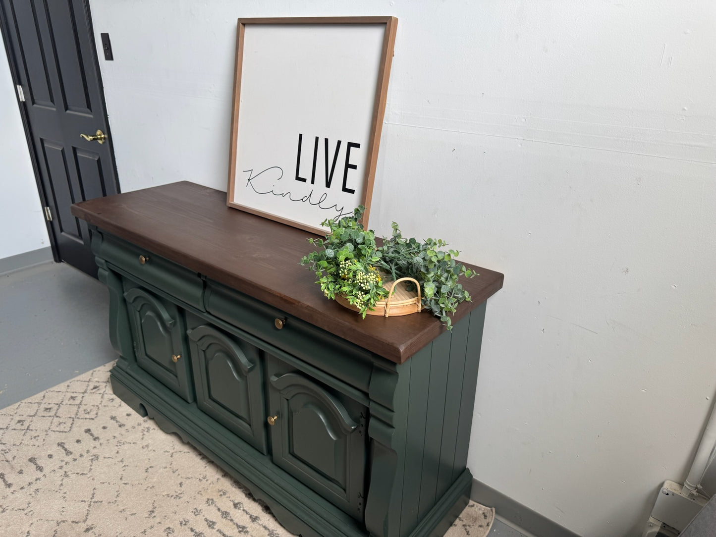 Sage Green Buffet with Dark Walnut Top