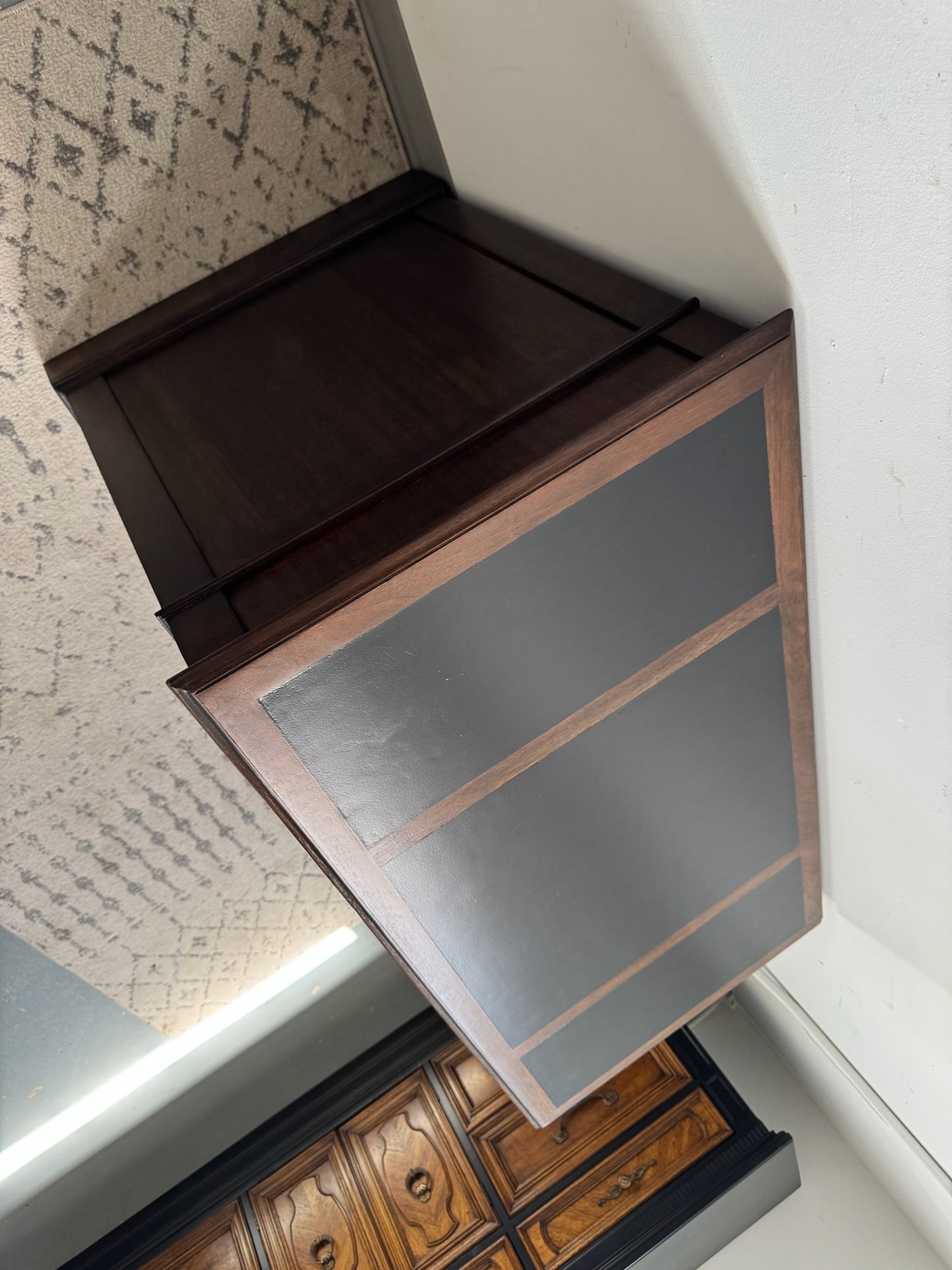 Vintage Dark Walnut Sligh Pedestal Desk