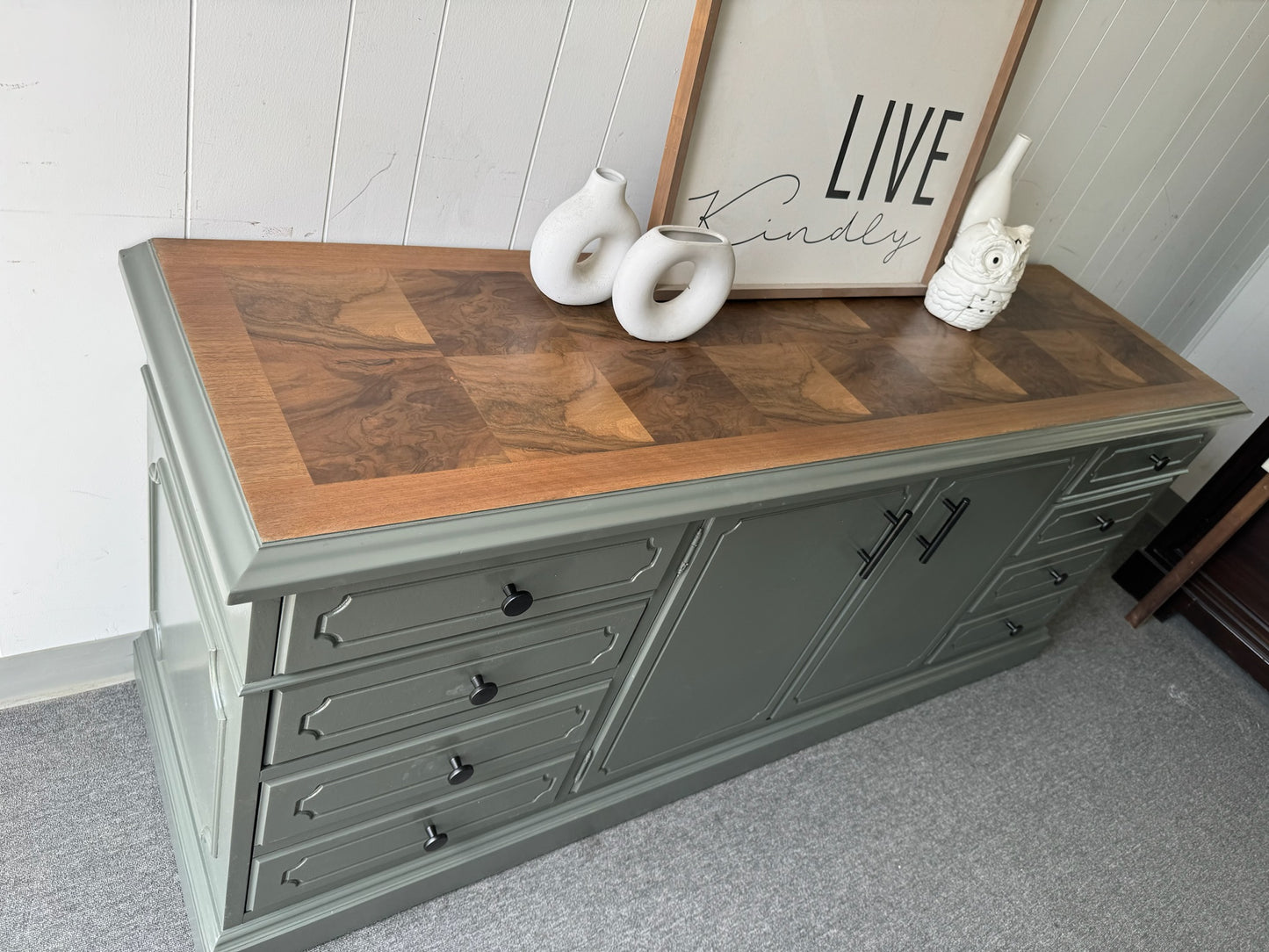 Large Sage Green Credenza/ Sideboard