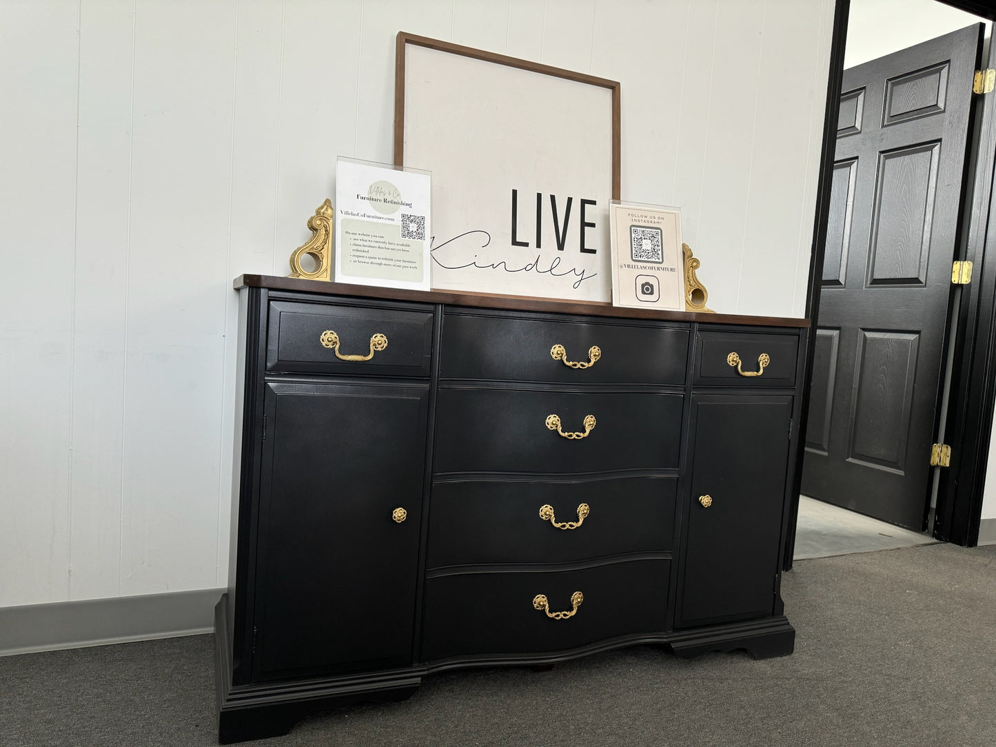 Stained Top Black Buffet