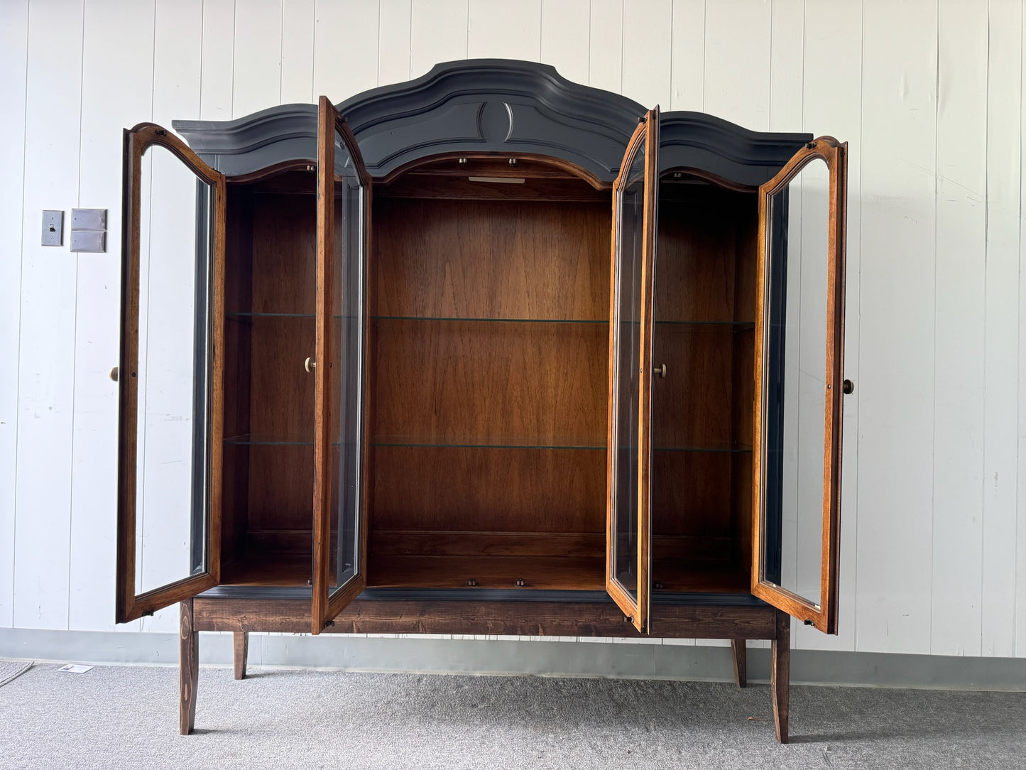 Black Hutch With Wood Base