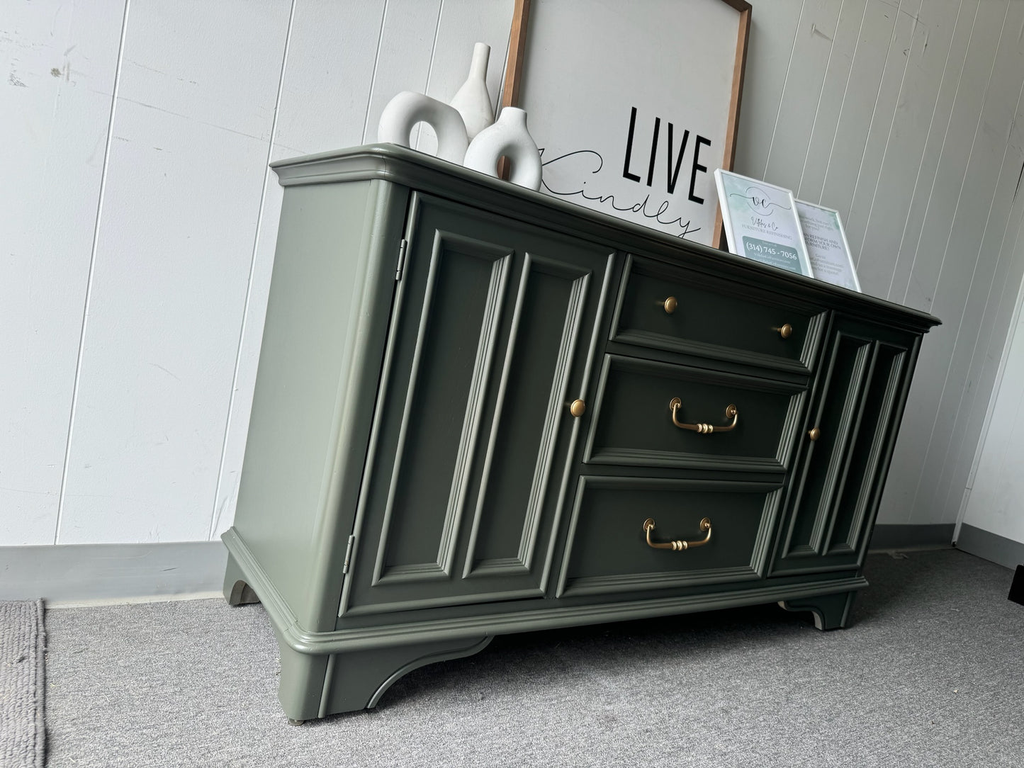 Deep Green Buffet/ Sideboard.