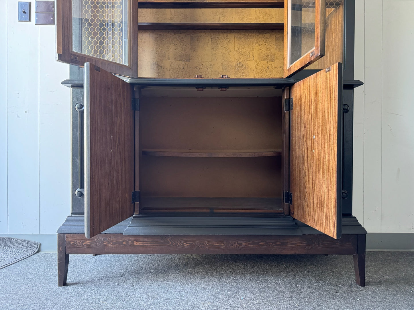 Large Black Hutch with Wood Base (Delivery Available)