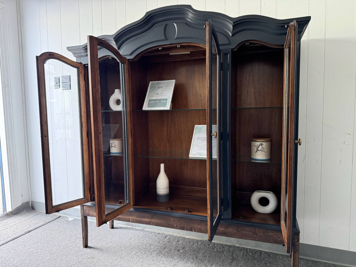 Black Hutch With Wood Base