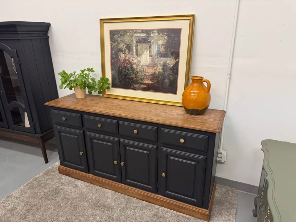 Black Buffet with Walnut Accents