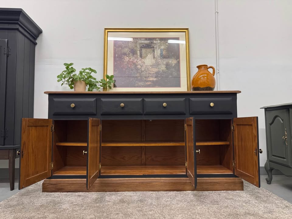 Black Buffet with Walnut Accents