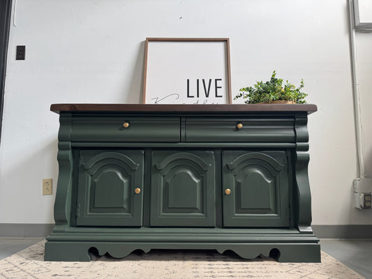 Sage Green Buffet with Dark Walnut Top