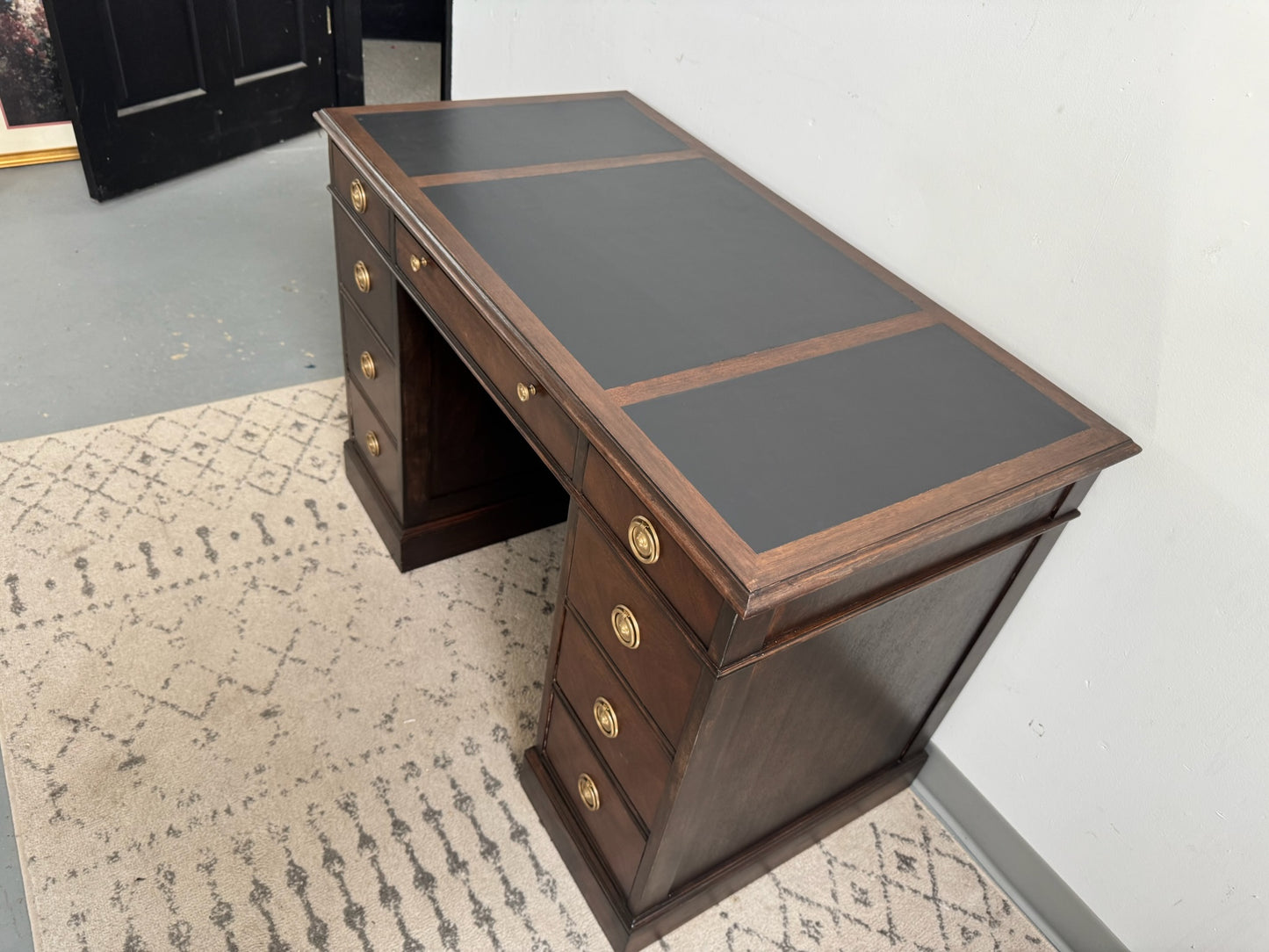 Vintage Dark Walnut Sligh Pedestal Desk