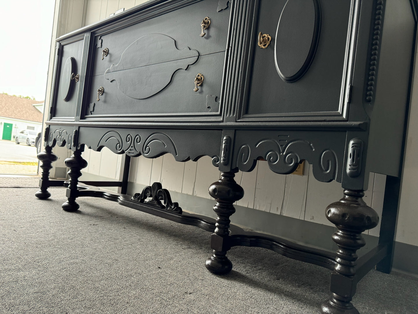 Black Jacobean style buffet