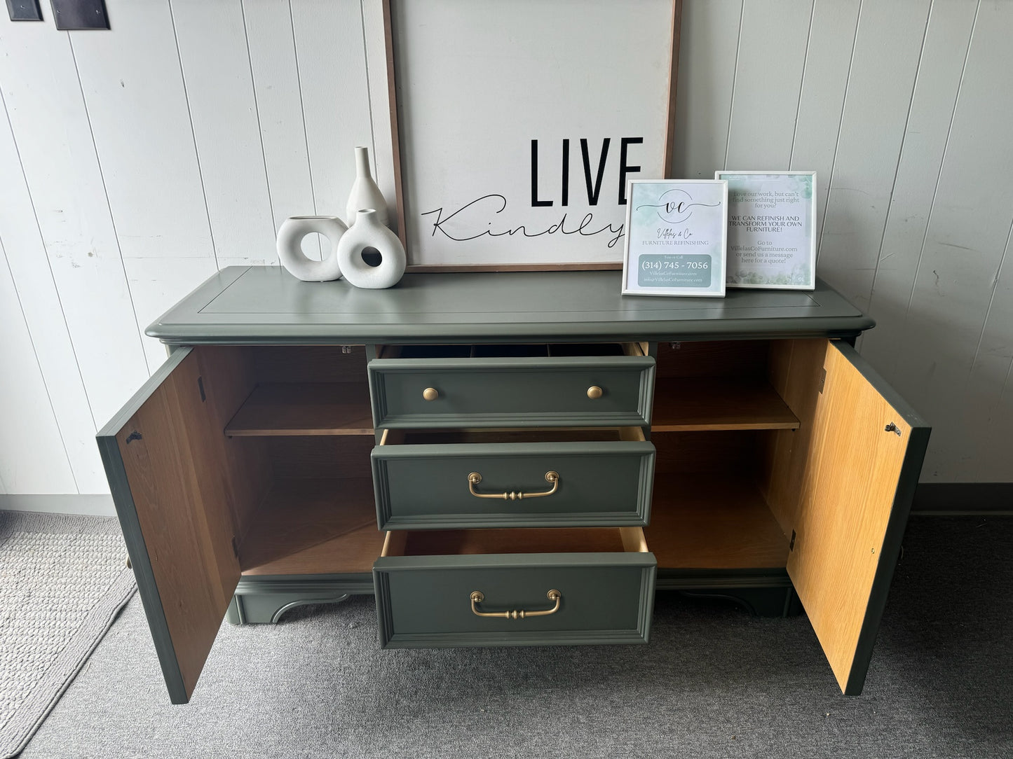 Deep Green Buffet/ Sideboard.