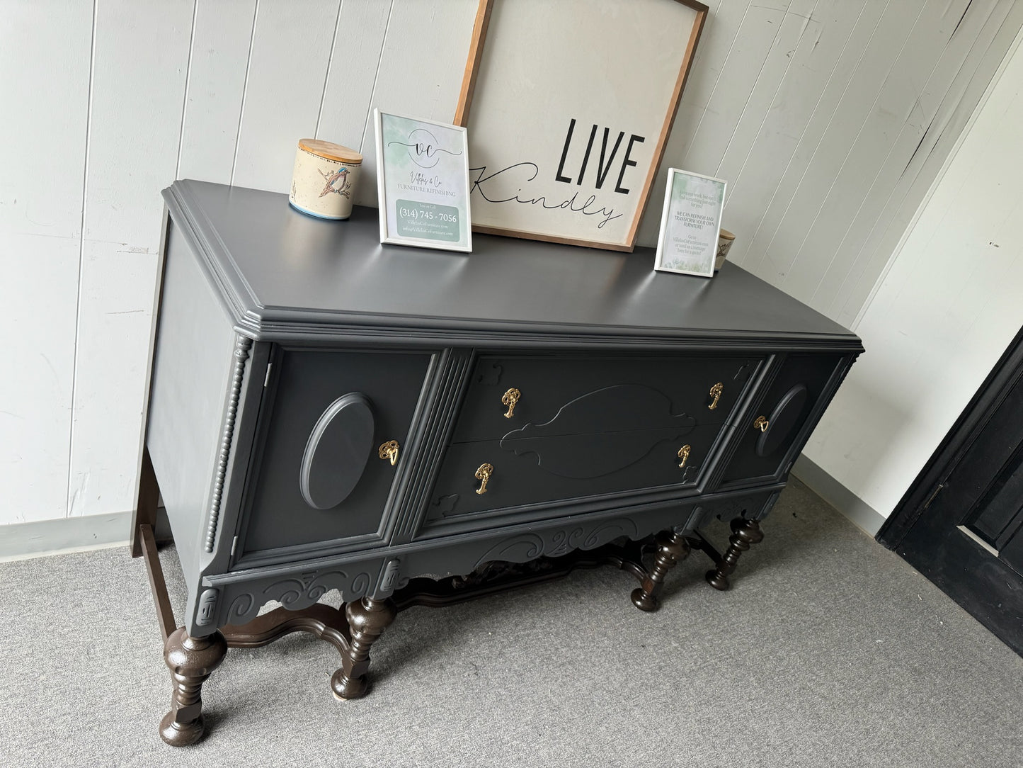 Black Jacobean style buffet