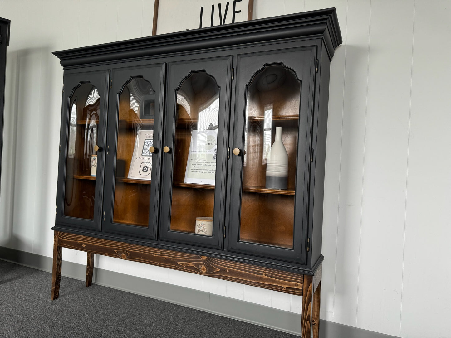 Black Hutch With Wood Base