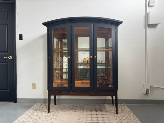 Black Arched Top Hutch with Custom Wood base