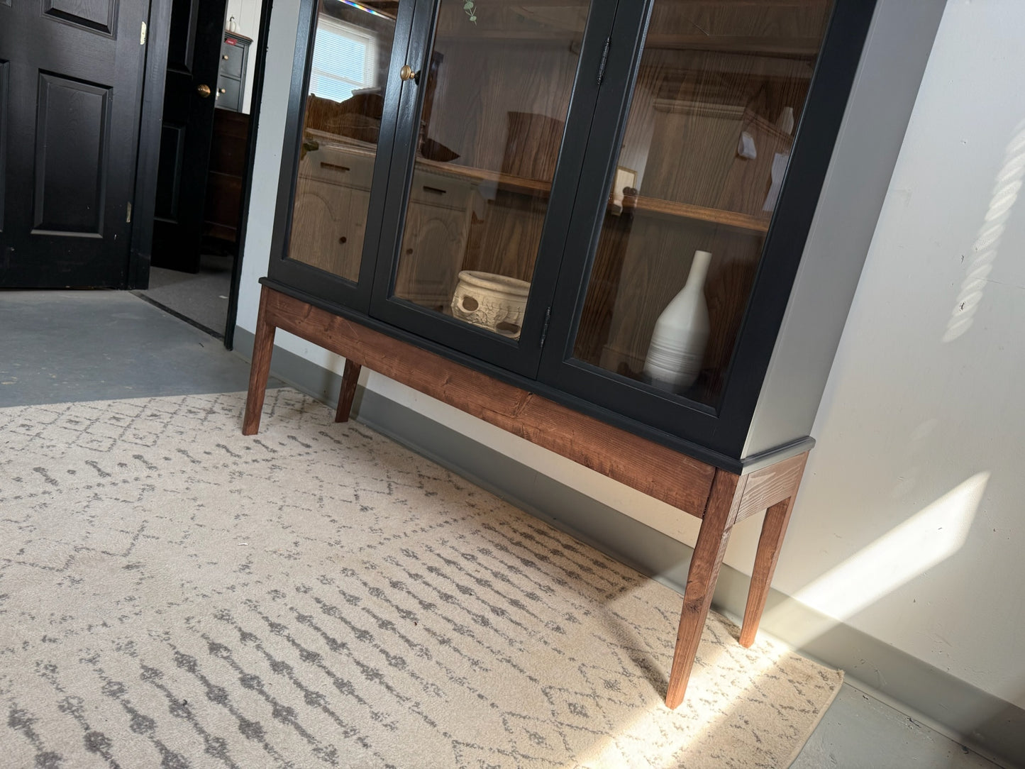 Black Glass Display Hutch