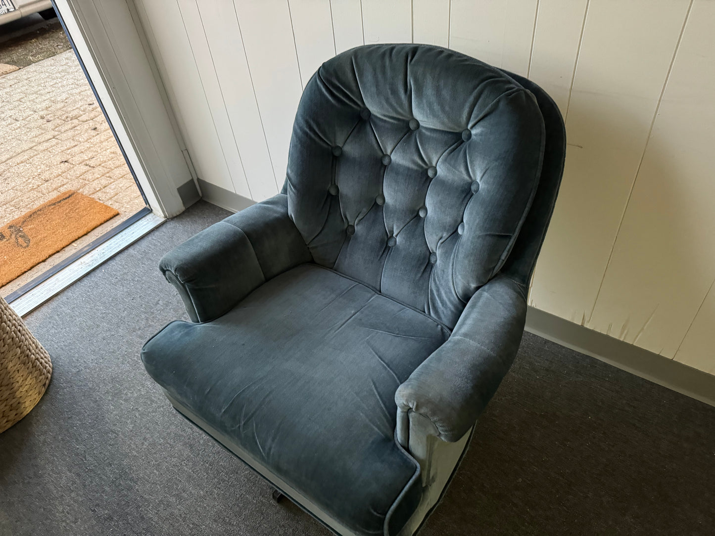 Blue Velvet Chair (Delivery available)