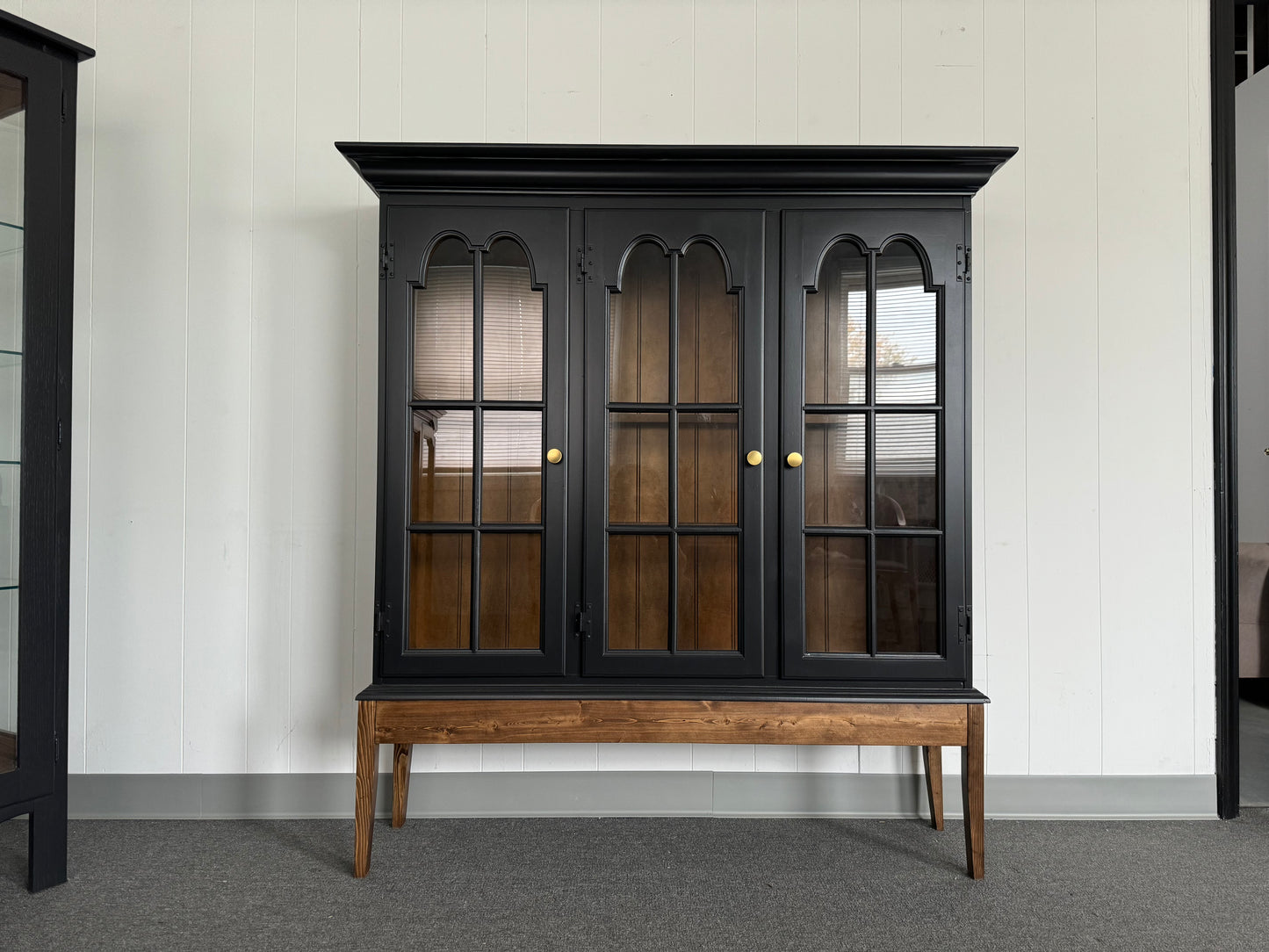 Black Hutch with Wood Base