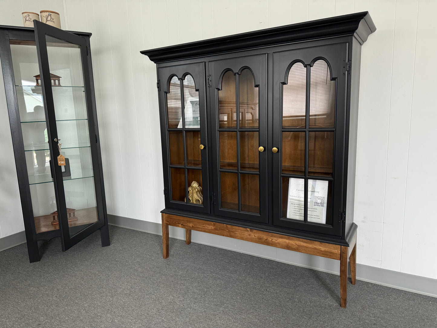 Black Hutch with Wood Base