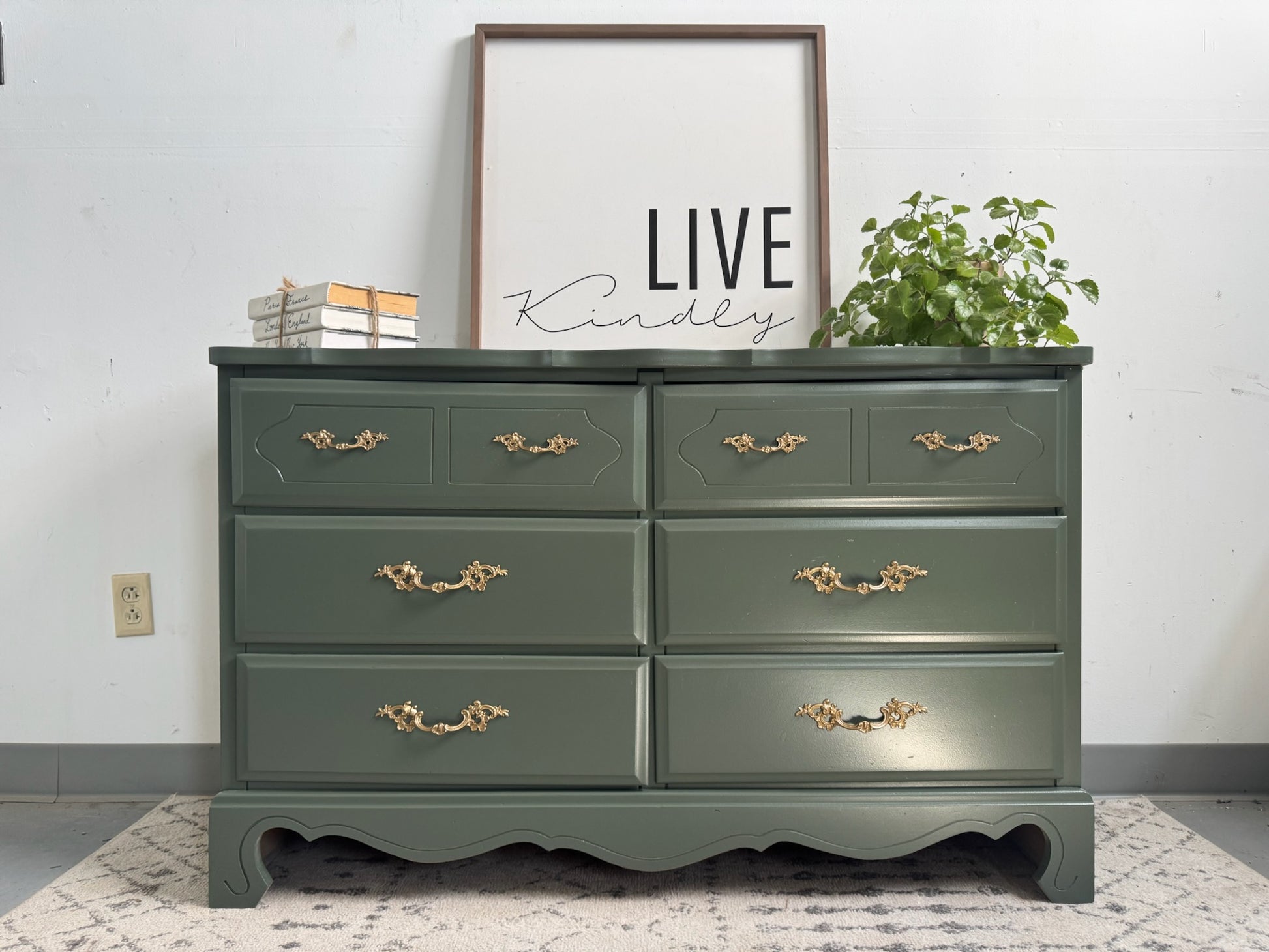 Sage Green 6-Drawer Dresser VillelasCo Furniture Sage Green 6-Drawer Dresser VillelasCo Furniture