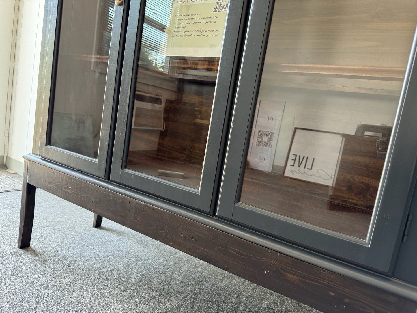 Modern Black Hutch With Wood Base