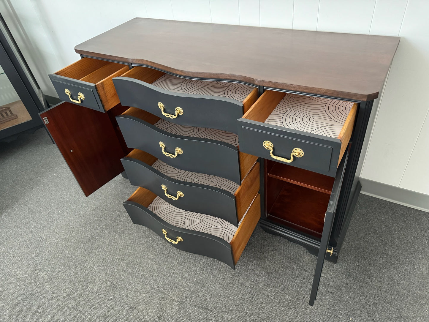 Stained Top Black Buffet