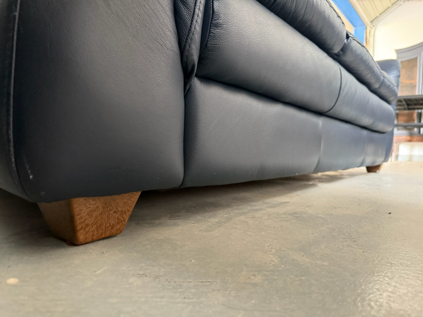 Navy Blue Real Leather Couch