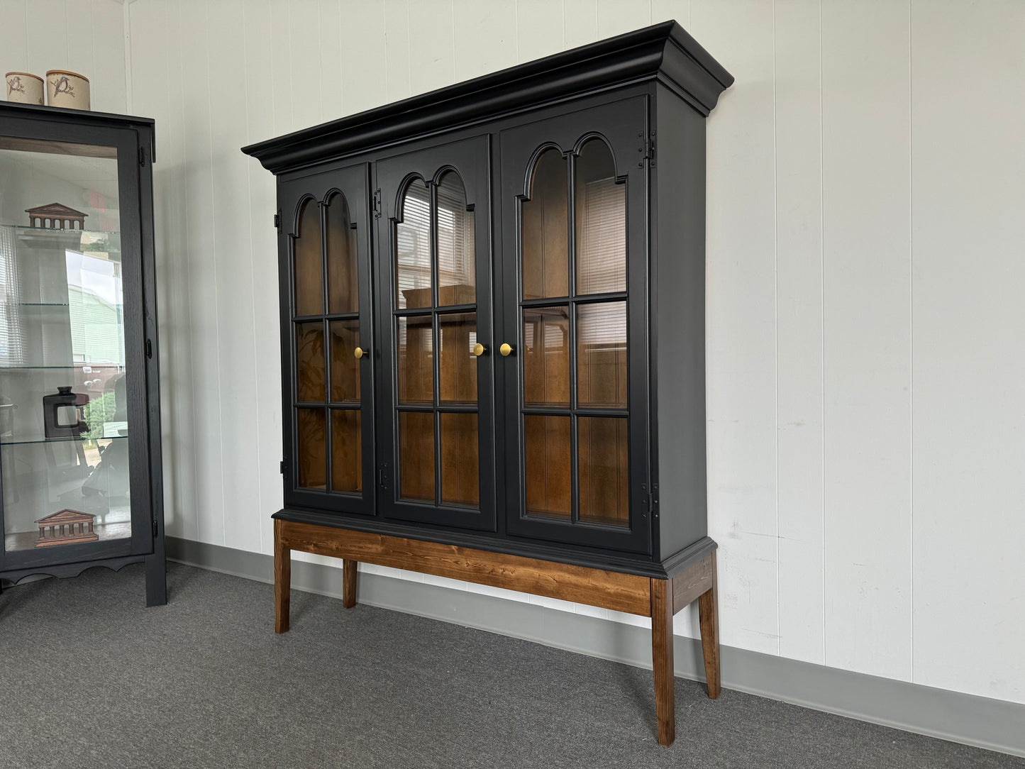 Black Hutch with Wood Base