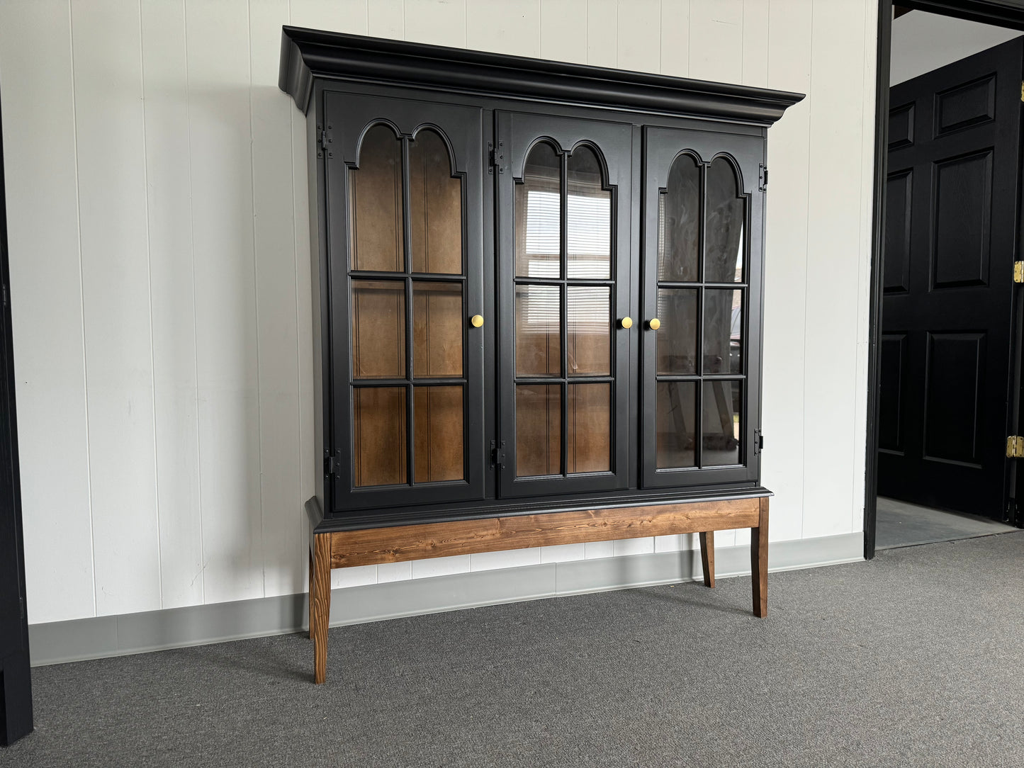 Black Hutch with Wood Base