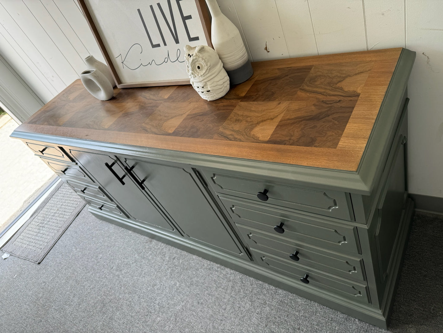 Large Sage Green Credenza/ Sideboard