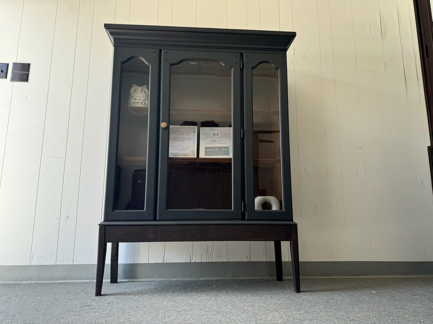 Black Hutch with Wood Base