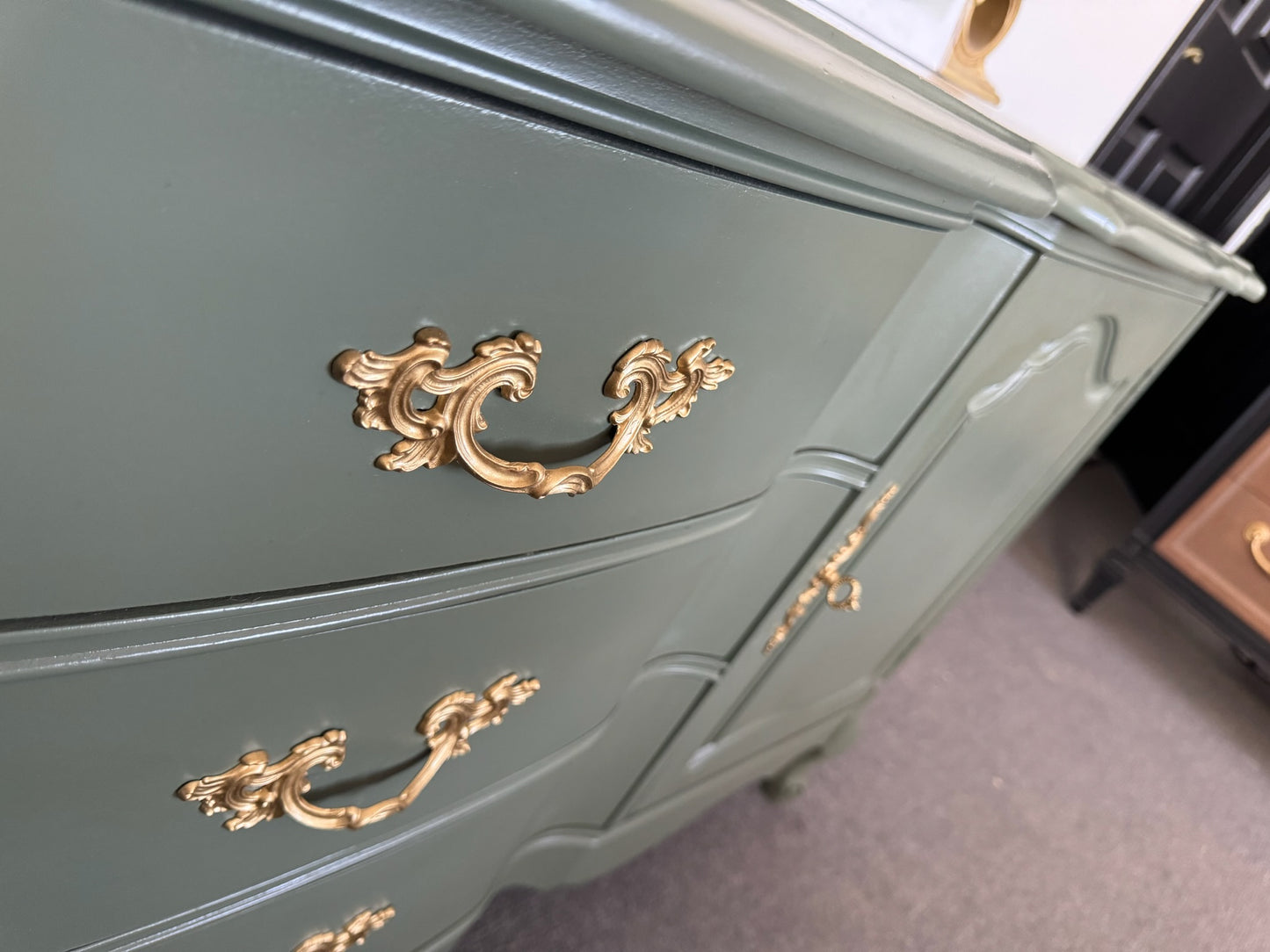 Sage Green French Provincial Buffet/Sideboard