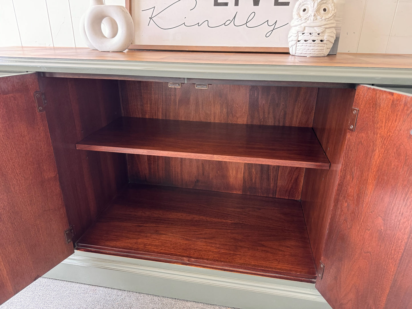 Large Sage Green Credenza/ Sideboard