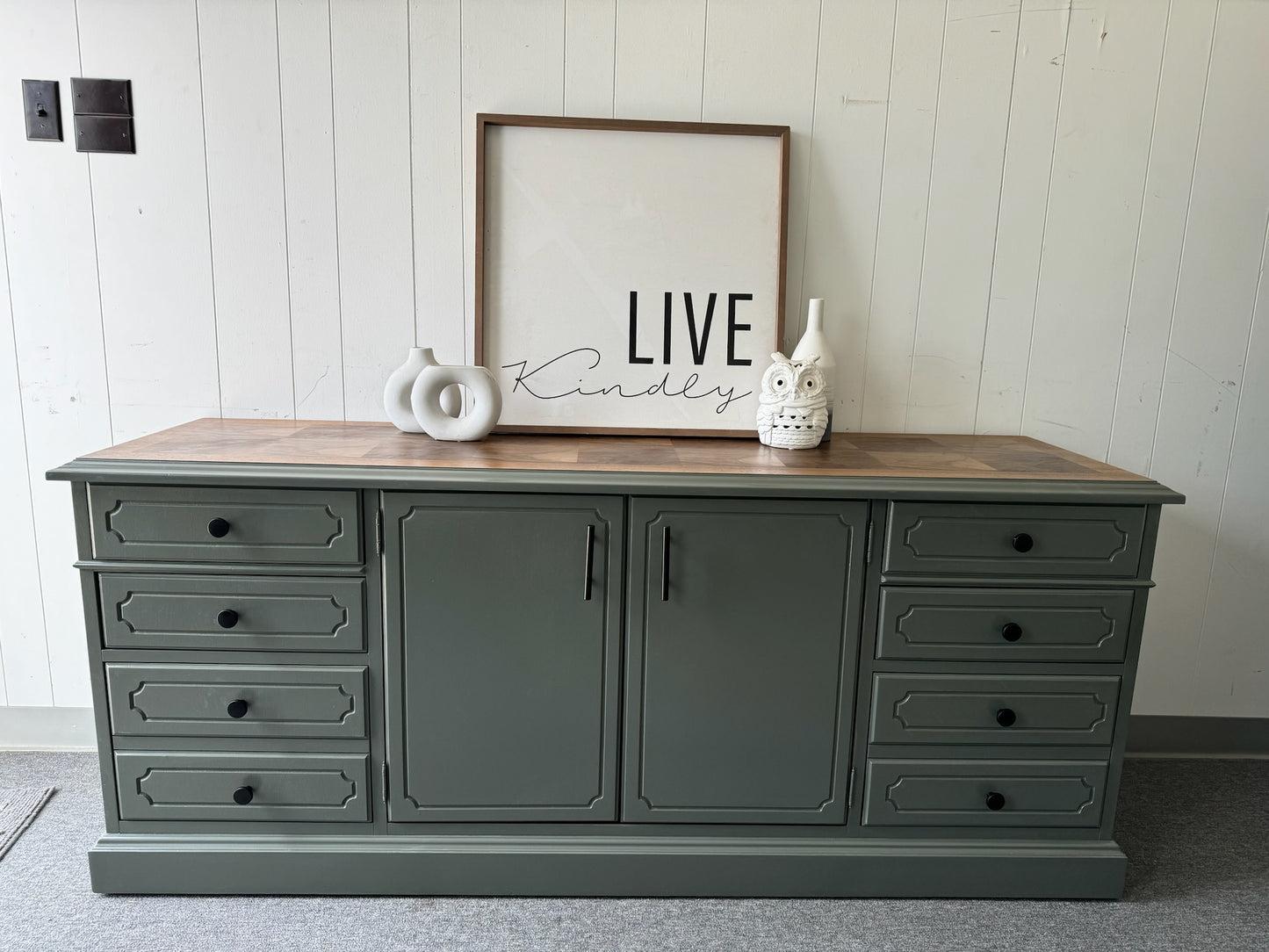 Large Sage Green Credenza/ Sideboard