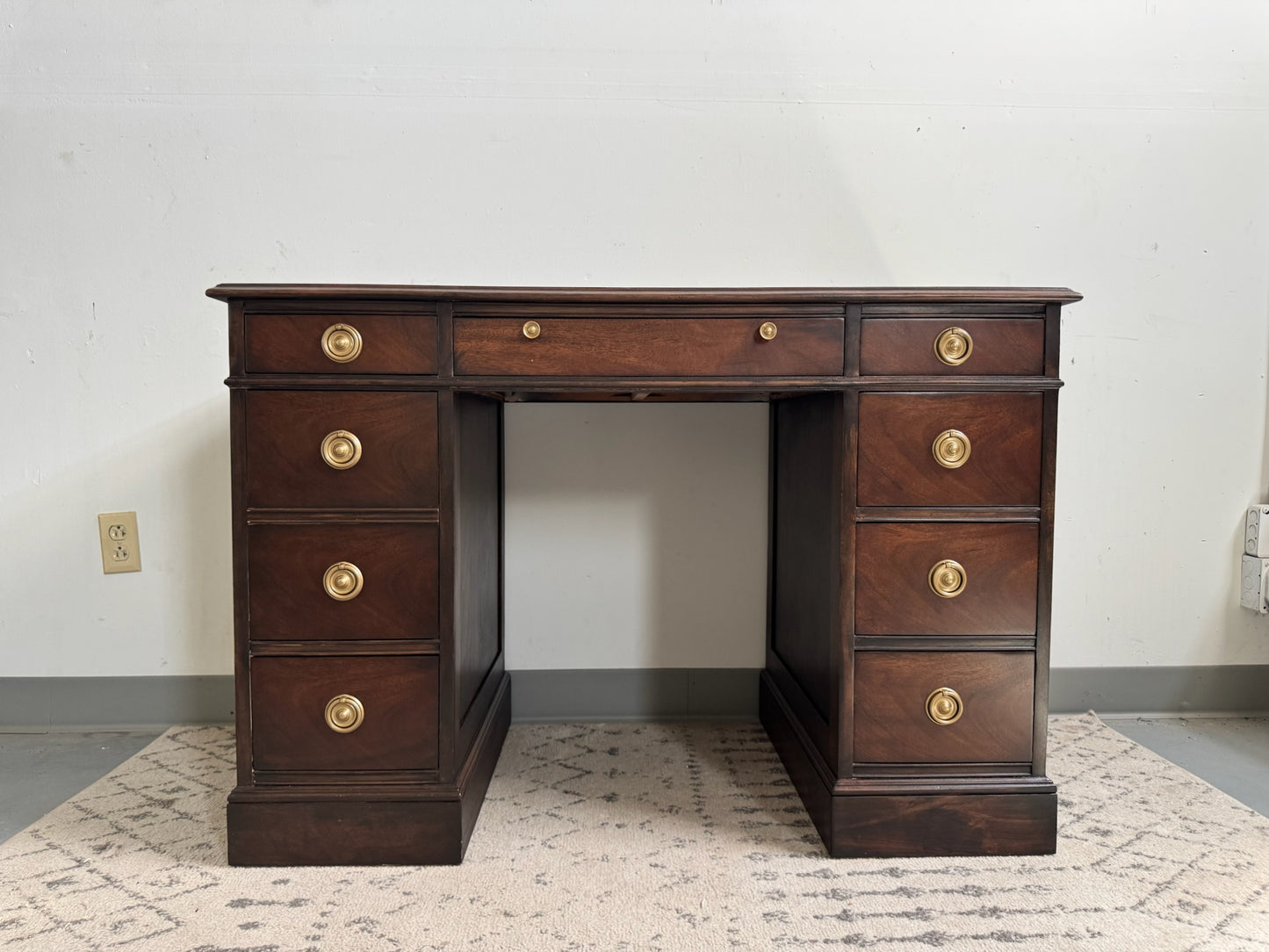 Vintage Dark Walnut Sligh Pedestal Desk