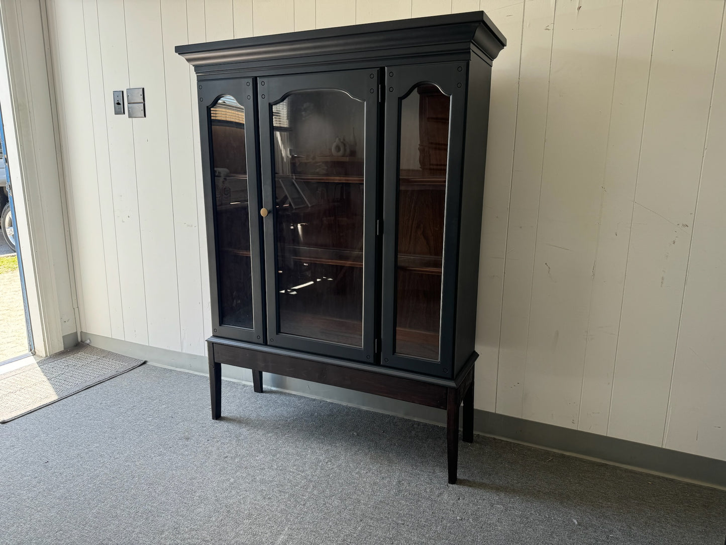 Black Hutch with Wood Base