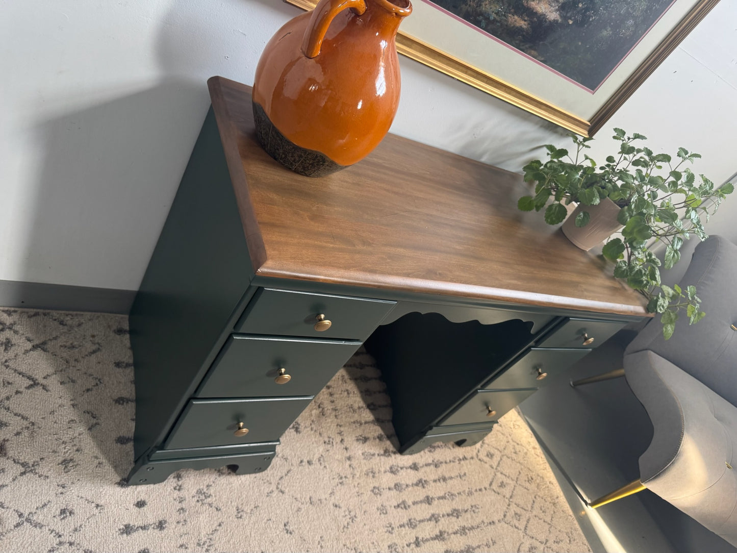 Deep Green & Stained Top