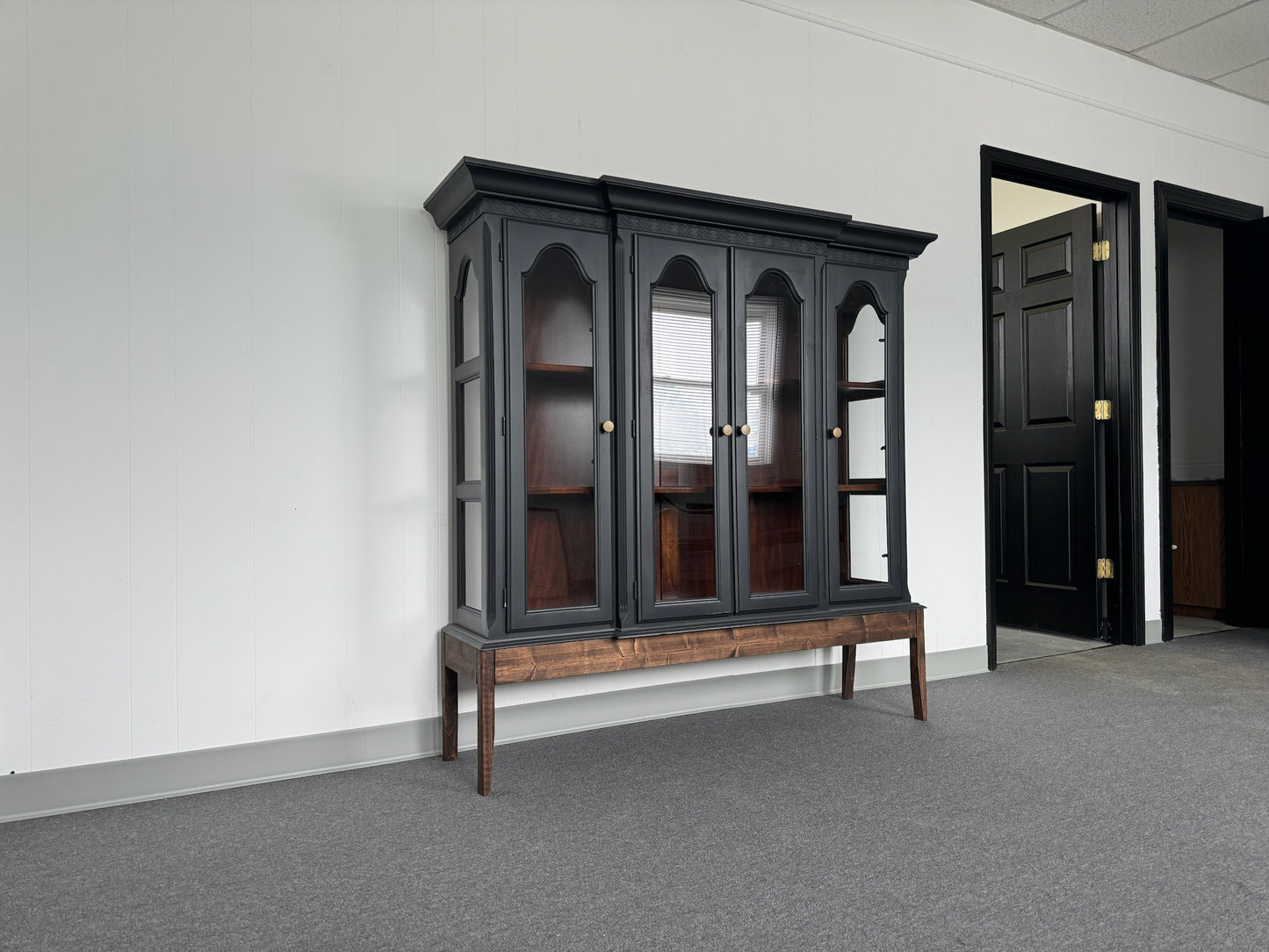 Black Hutch With Wood Base