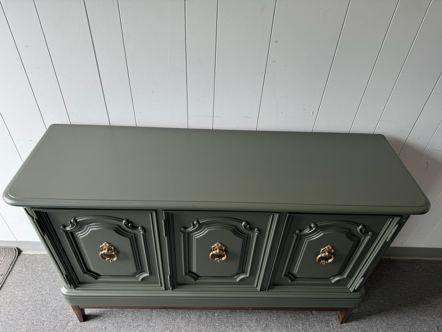 Sage Green Buffet with Wood Base