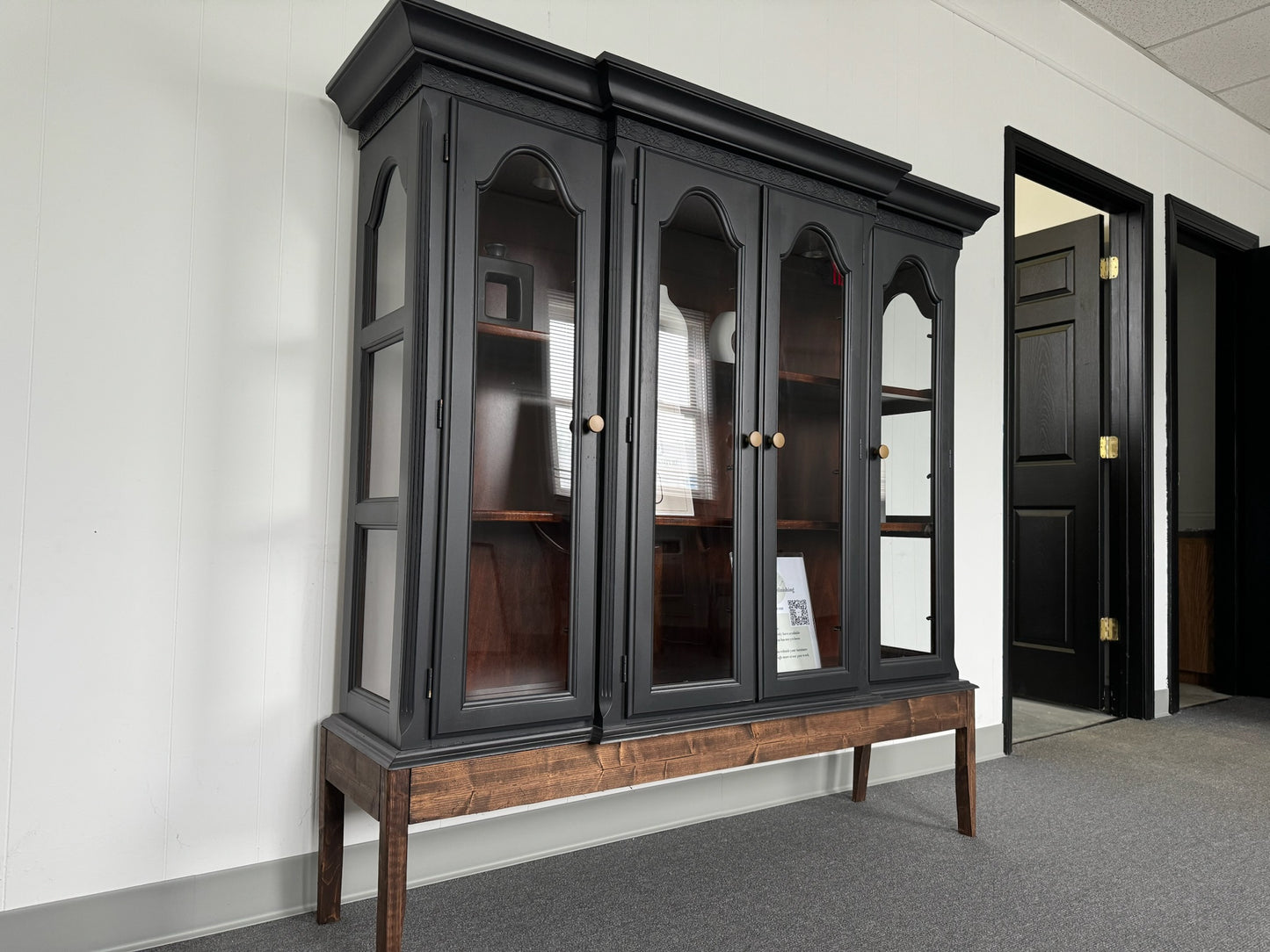 Black Hutch With Wood Base