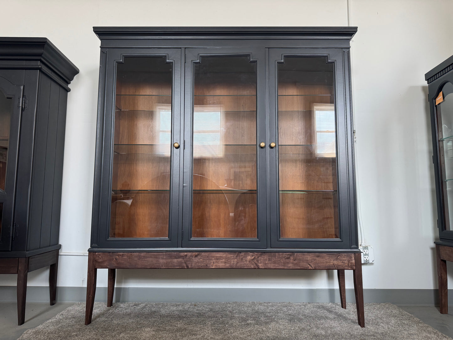 Black Hutch with Custom Wood Base
