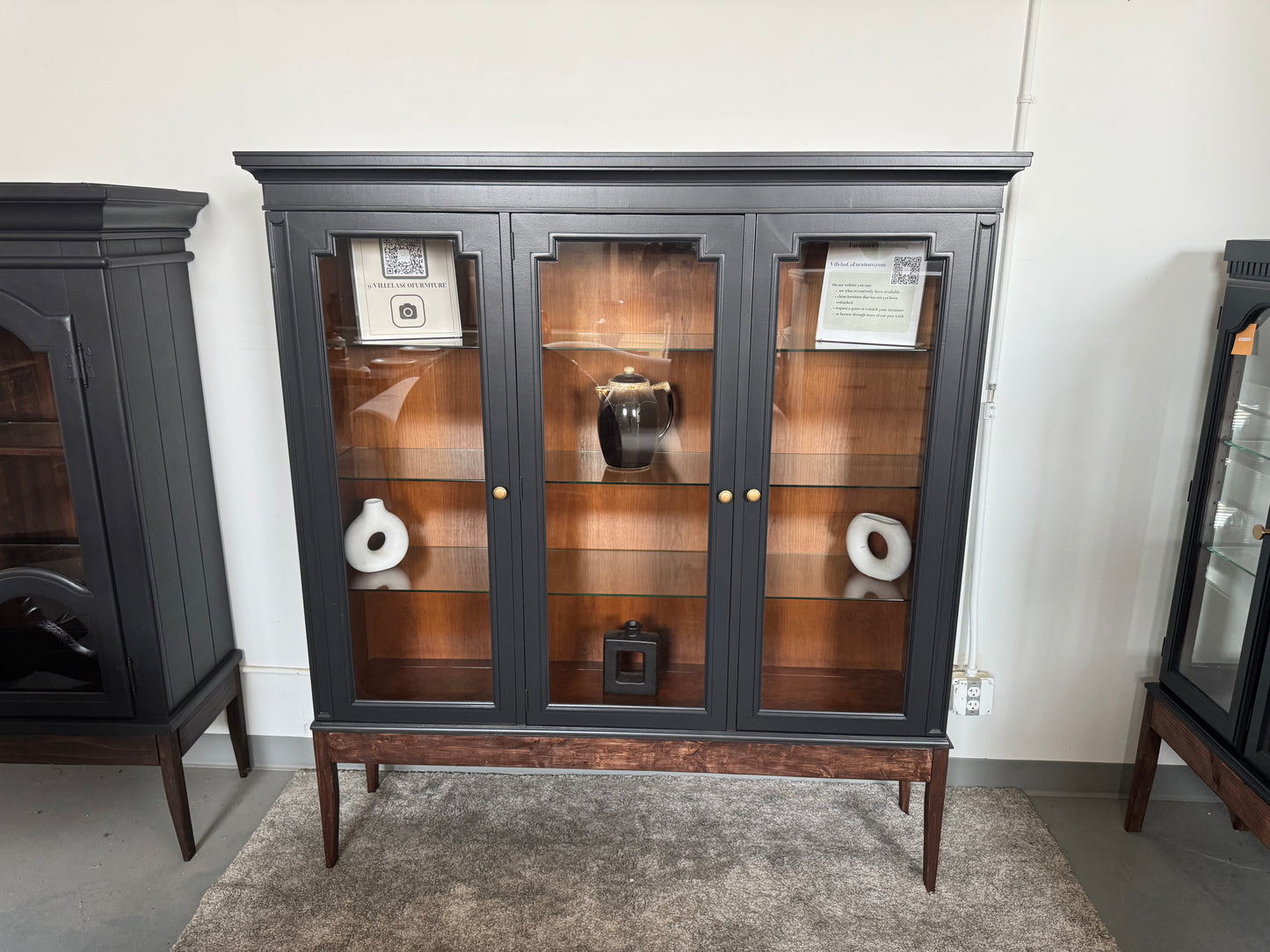 Black Hutch with Custom Wood Base