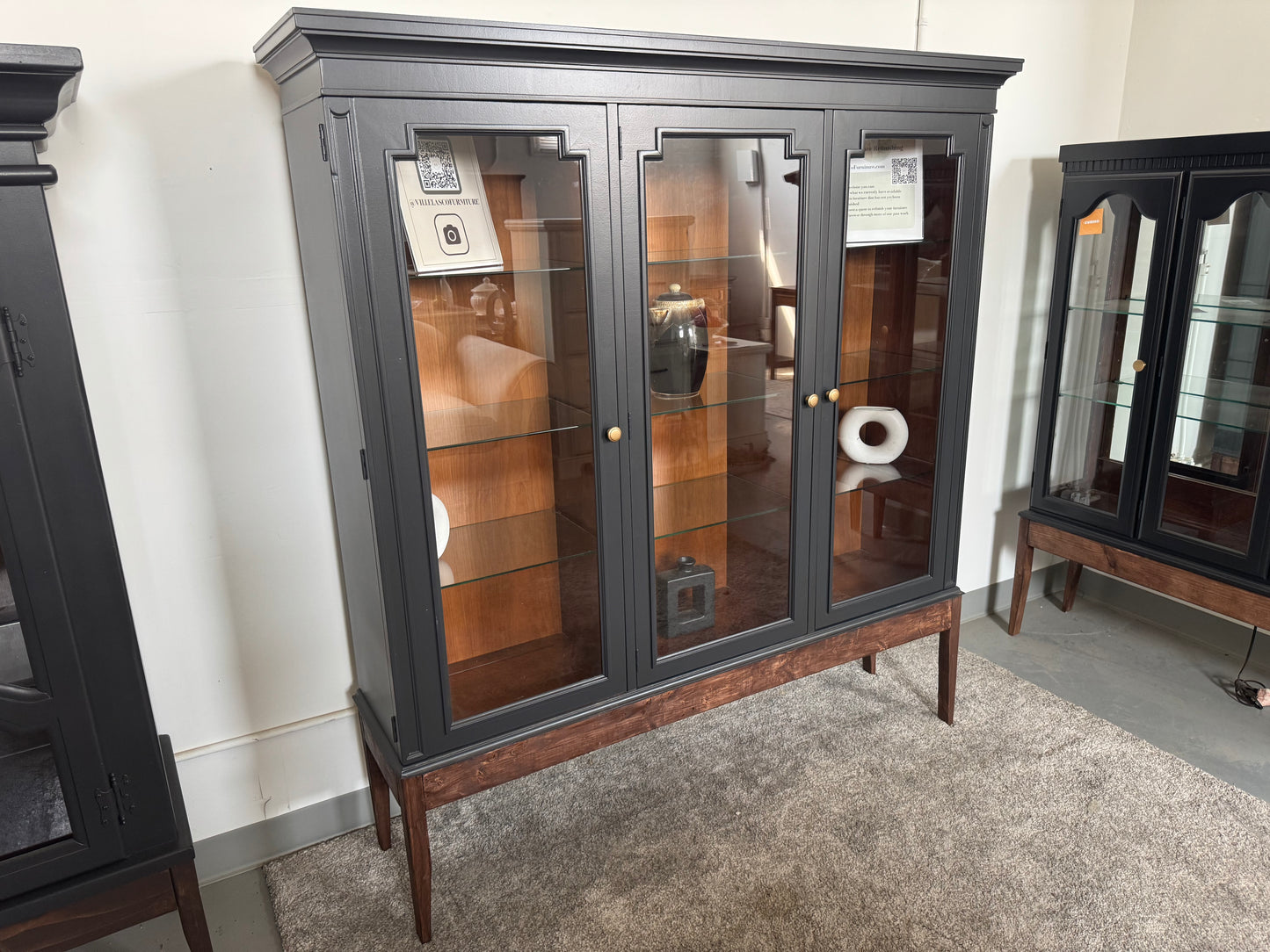 Black Hutch with Custom Wood Base