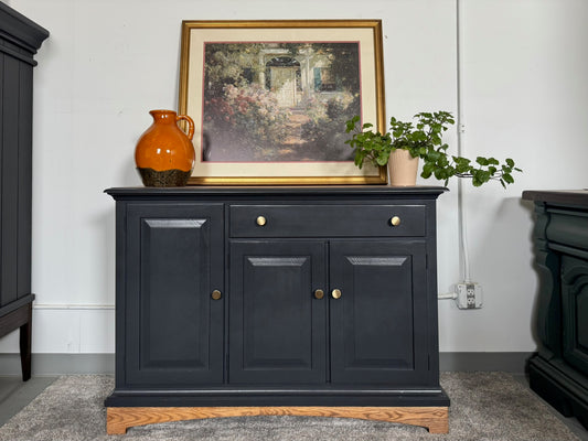 Black Sideboard with Walnut Top and Base