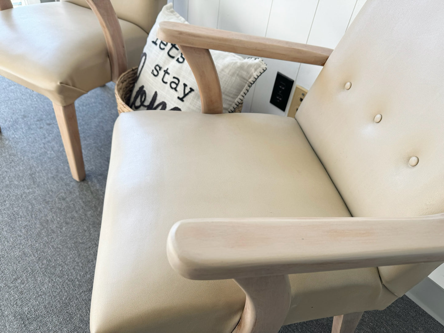 Set of Beige Leather Chairs