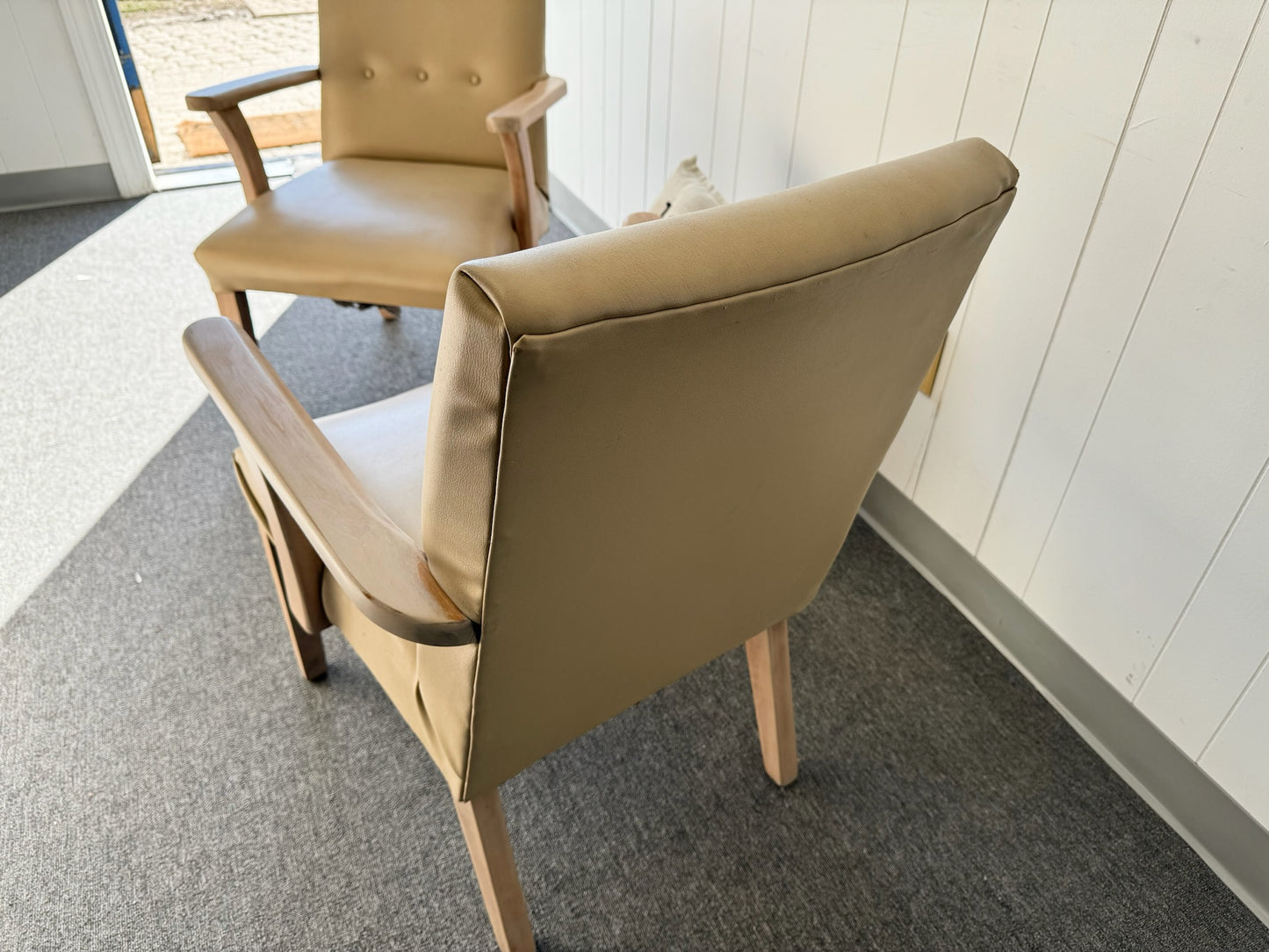 Set of Beige Leather Chairs