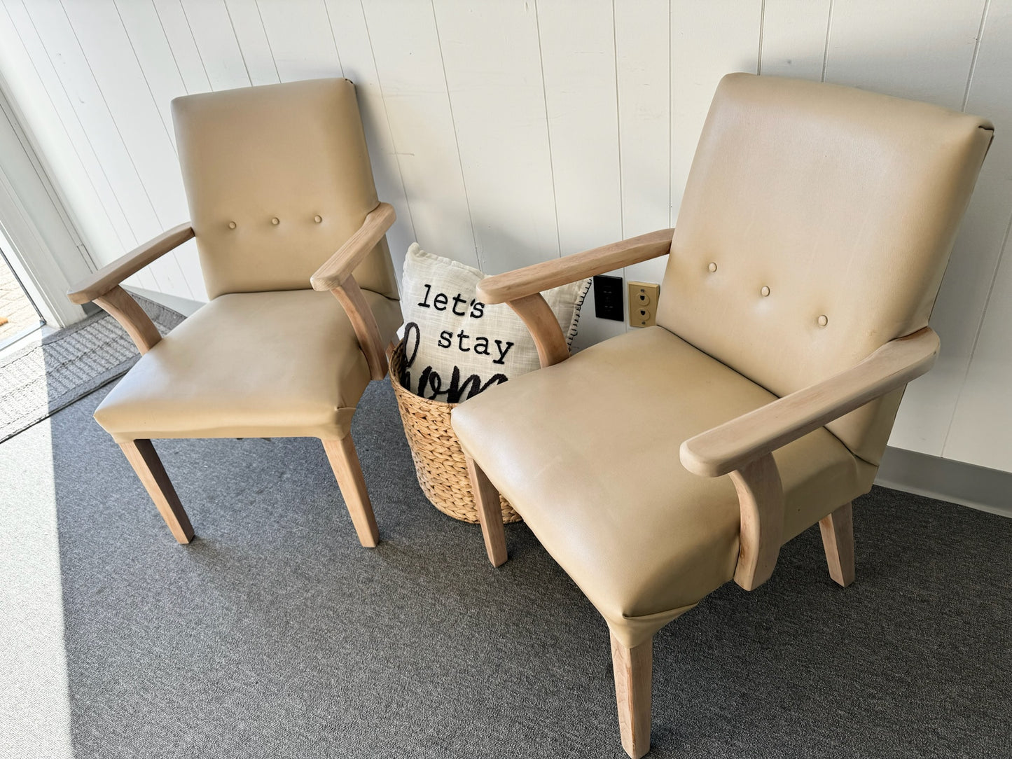 Set of Beige Leather Chairs