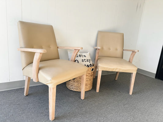 Set of Beige Leather Chairs