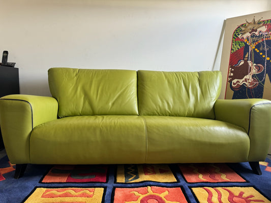 Beautiful Green Leather Couch