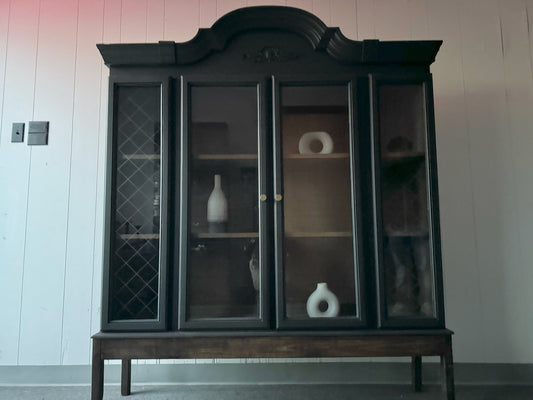 Black Hutch with Wood Base