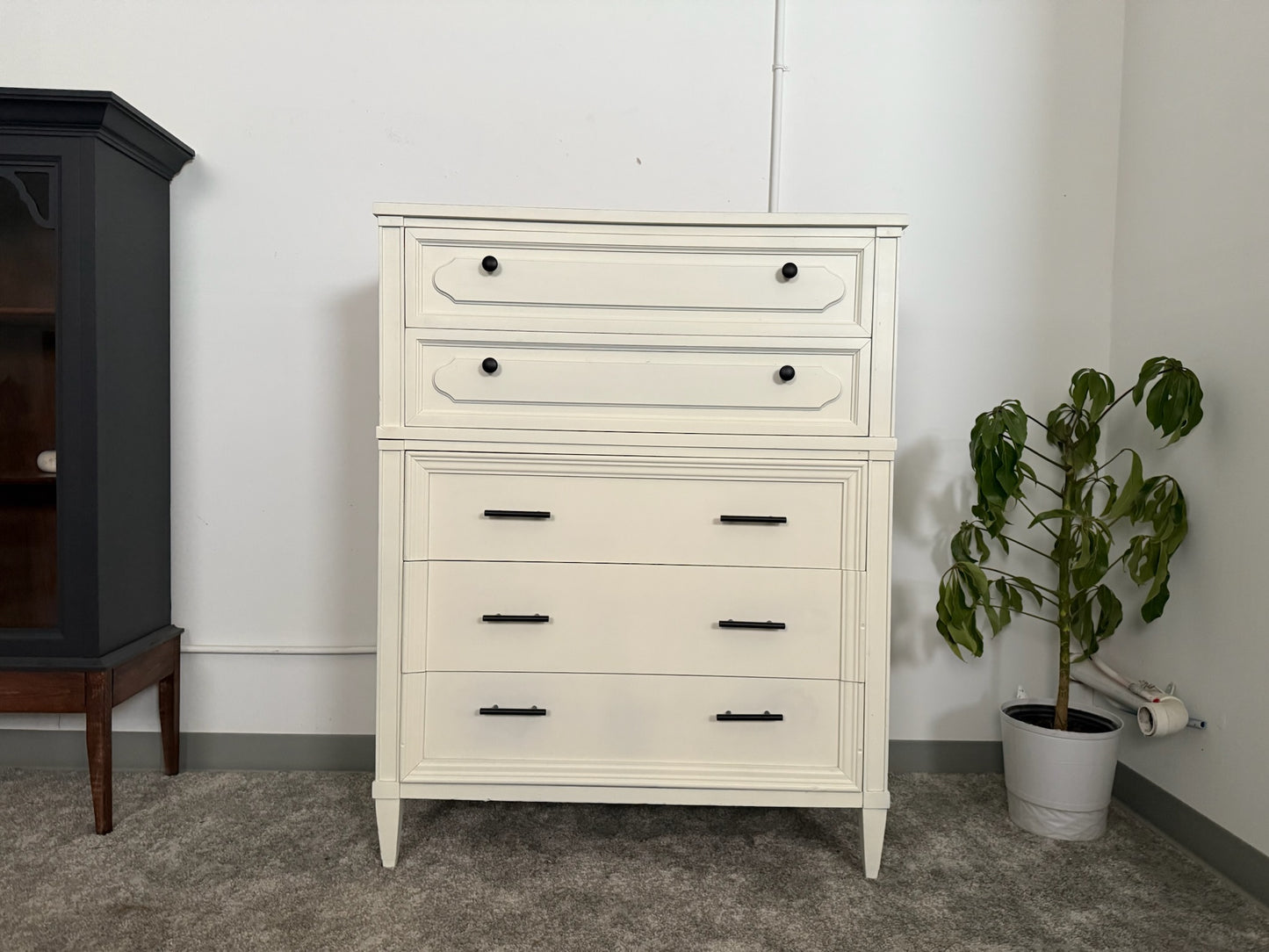 Vintage White Tall Chest of Drawers