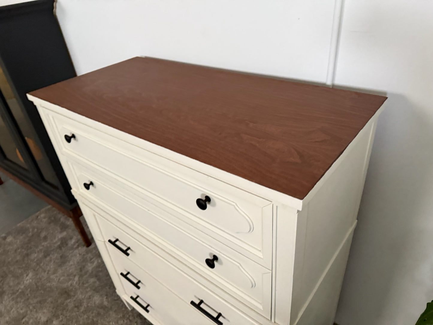 Vintage White Tall Chest of Drawers